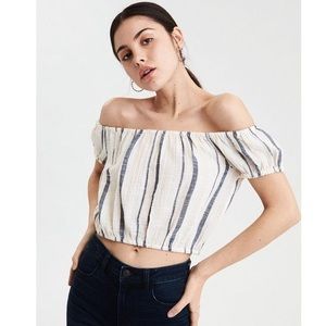 AEO Striped Bubble Crop Top